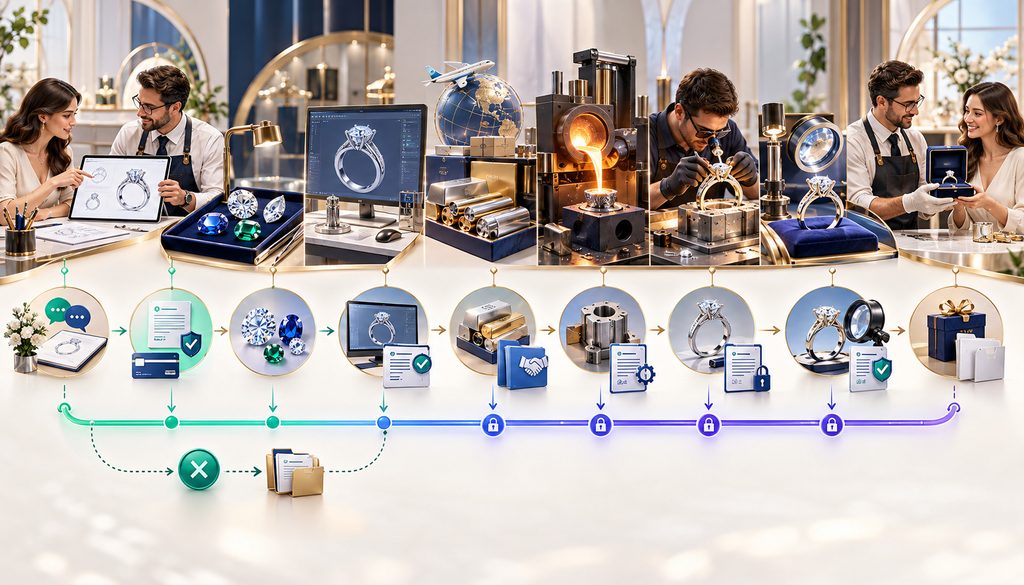 Custom jewelry deposit and production milestones
